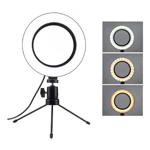 Ring Light Led Iluminador 16cm + Tripé Foto 1