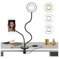 Ring Light + Suporte Celular Selfi Luminaria Abajur Youtuber Cor Preto Foto mini 4