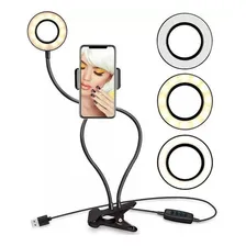 Ring Light + Suporte Celular Selfi Luminaria Abajur Youtuber Cor Preto Foto mini 2