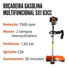 Roçadeira Gasolina Multifuncao C/ Podador 63cc Muito Potente Foto mini 4