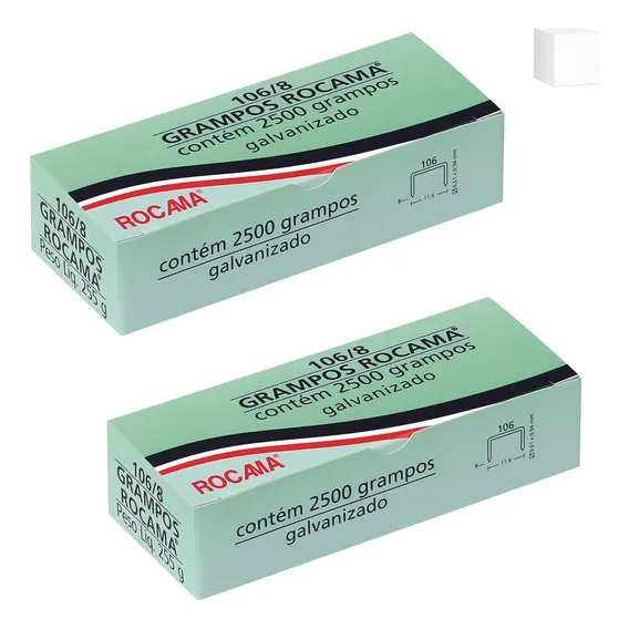 Rocama - Kit 2 Caixas Com 2500 Grampos 106/8 Foto 1