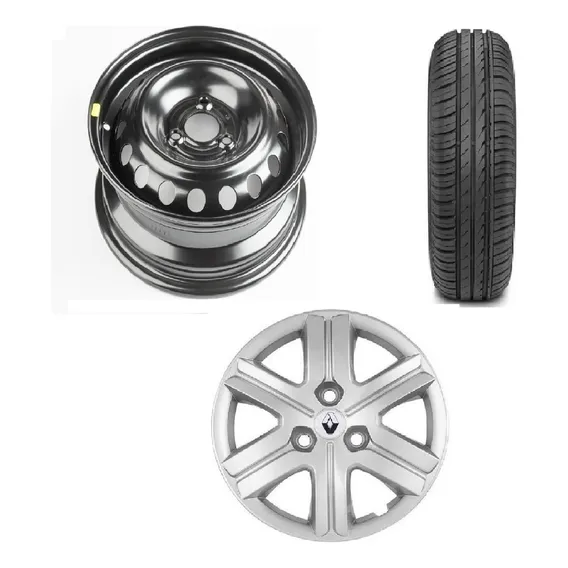 Roda Aco Com Pneu + Calota Kwid 2017 Foto 1