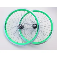 Roda Aero Aro 20 Viper Completa Cubo Roletado Par Cor Verde Foto mini 1