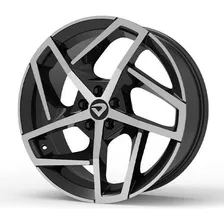 Roda Aro 18 Tala 6 Volcano Mark 8 4x100 / Jogo + Bicos Cor Preto Diamantado Foto  mini 1