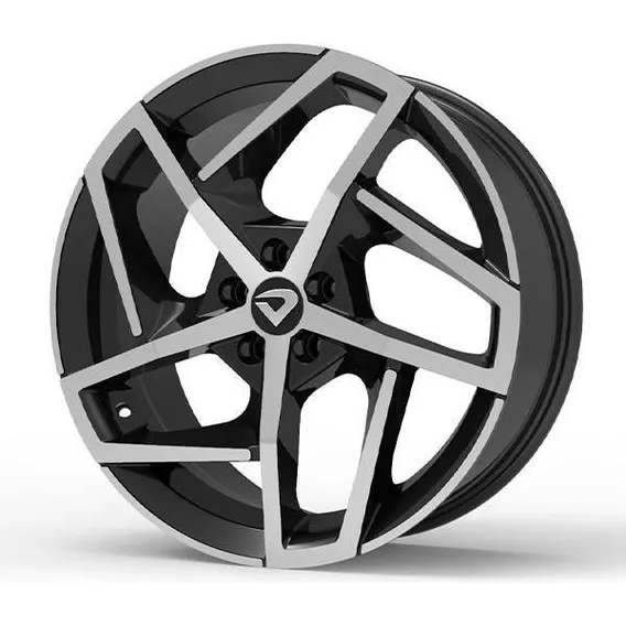 Roda Aro 18 Tala 6 Volcano Mark 8 4x100 / Jogo + Bicos Cor Preto Diamantado Foto 1