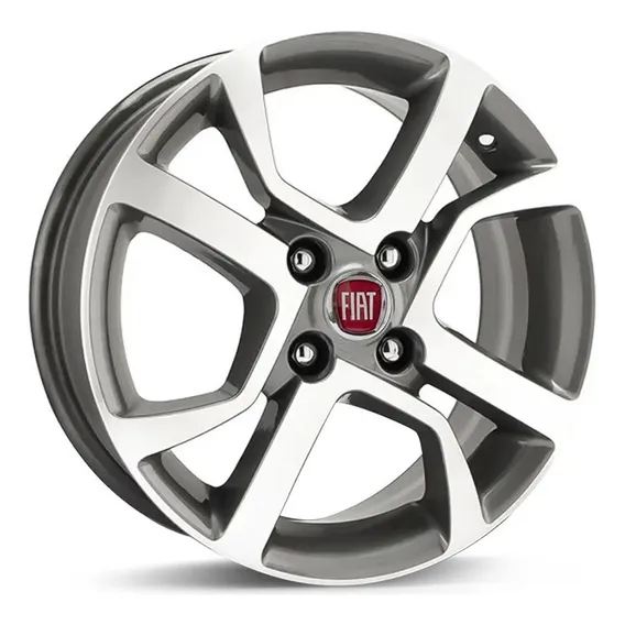 Roda Fiat Mobi Aro 14 4x98 R77 / Jogo + Bicos Cor Grafite Diamantado Foto 1