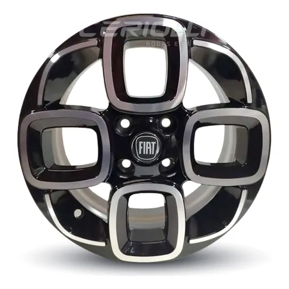 Roda Fiat Uno Sporting 2015 Aro 14 4x98 / Jogo + Bicos Cor Preto Diamantado Foto 1
