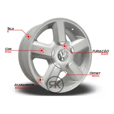 Roda Gol Gti Tubular Aro 15 Parati Voyage ( Jogo ) + Bicos Cor Prata Foto mini 2