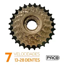 Roda Livre Catraca Bicicleta 7v 21v Rosca 13-28 Index Bike Cor Dourado Foto mini 4