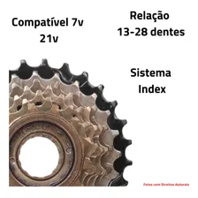 Roda Livre Catraca Bicicleta 7v 21v Rosca 13-28 Index Bike Cor Dourado Foto mini 2
