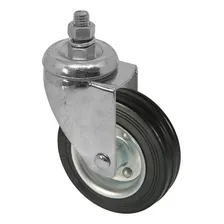 Roda RodÃzio Borracha Maciça 5 Pol Giratório Rosca 100kg Foto mini 1