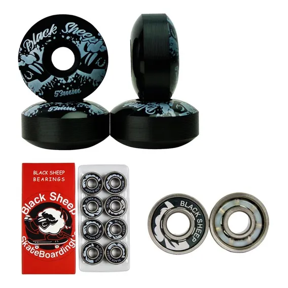 Roda Skate Black Sheep 53mm E Jogo Rolamento Alta Precisão Foto 1