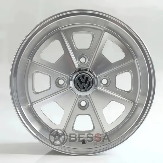 Roda Vw Fusca Brasilia R84 Porsche (par) 4x130 + Bicos Cor Prata Diamantado Foto 1