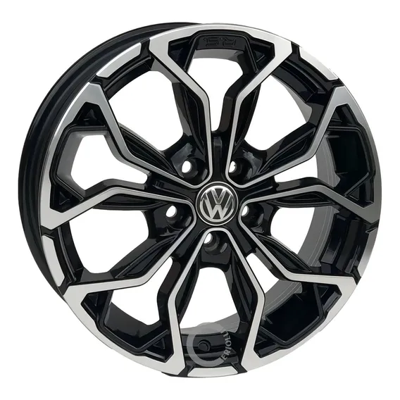 Rodas Aro 17 5x100 Polo Fox Golf M16 Krmai / Jogo 4 Rodas Cor Preta Diamante Foto 1