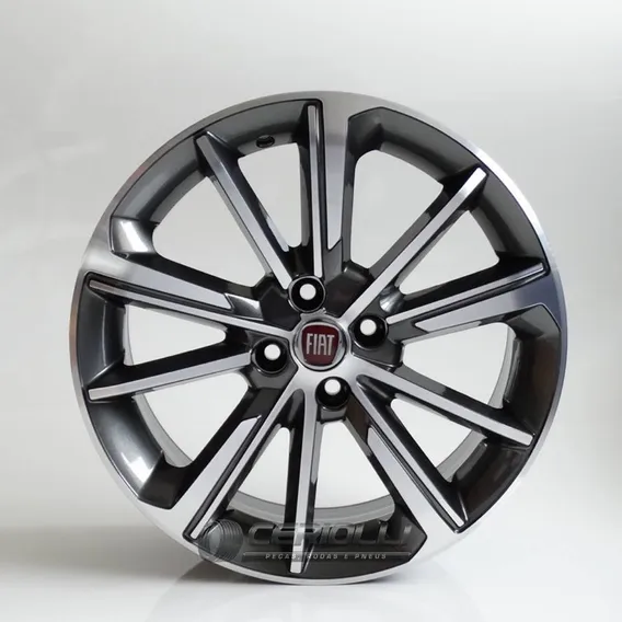Rodas Aro 17 Fiat Cronos 4x98 Uno Strada Palio + Bico Cor Grafite Diamantado Foto 1