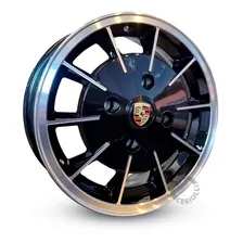 Rodas Fusca BrasÃlia Aro 15 Gas Burner 4x130 / Jogo + Bicos Cor Preto Diamantado 4x130 Foto mini 1