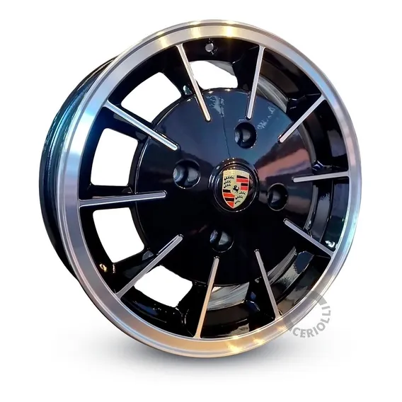 Rodas Fusca BrasÃlia Aro 15 Gas Burner 4x130 / Jogo + Bicos Cor Preto Diamantado 4x130 Foto 1