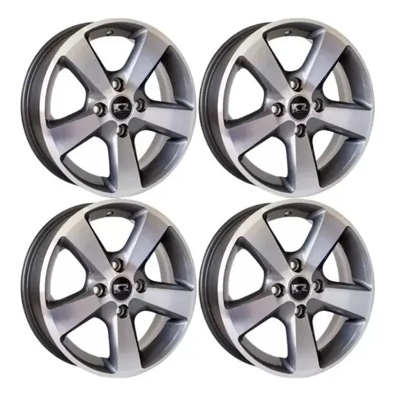 Rodas Kr Ford Fiesta Ka Aro 15 4x108 (jogo)+bicos Cor Grafite Diamantado Foto 1