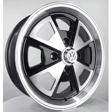 Rodas Porsche 914 P/ Fusca Aro15x6 4x130 (jogo) +bicos Cor Preto Com Diamantado Foto mini 1