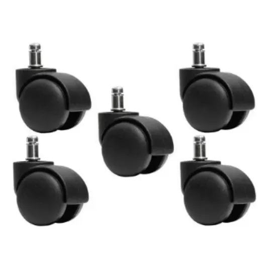Rodizio Kit Com 5 Rodinhas Para Cadeiras Giratória Rodas Preto Foto 1