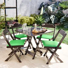 Rofemar Conjunto Mesa Dobrável com 4 cadeiras verdes 70x70cm Foto mini 4