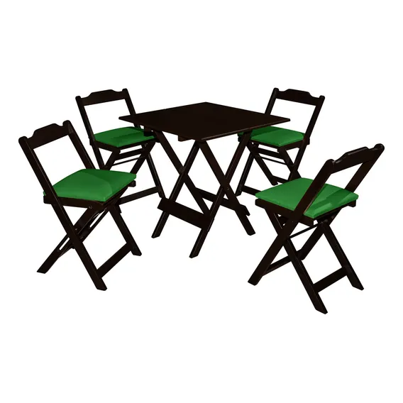 Rofemar Conjunto Mesa Dobrável com 4 cadeiras verdes 70x70cm Foto 1