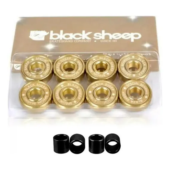 Rolamento Skate Black Sheep Gold Precisão + Espaçadores Foto 1