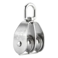 Roldana Giratória Em Aço Inox 32mm Modelo Duplo Moitão Duplo Giratório Polia Roldana Para Cabos Cordas Lanchas Barcos Iates Veleiros Velas Navegações Seavix Foto mini 1
