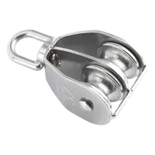 Roldana Giratória Em Aço Inox 32mm Modelo Duplo Moitão Duplo Giratório Polia Roldana Para Cabos Cordas Lanchas Barcos Iates Veleiros Velas Navegações Seavix Foto mini 4