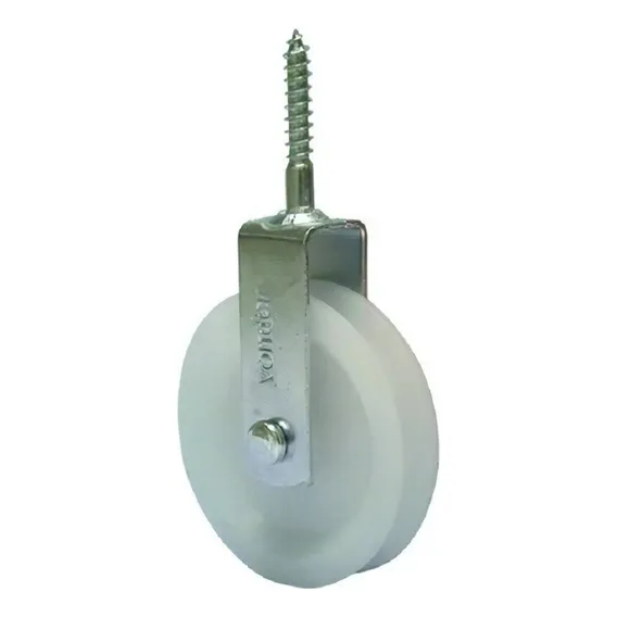Roldana Plástica 4cm Branca Parafuso Até 15kg - Kit C/8 Foto 1