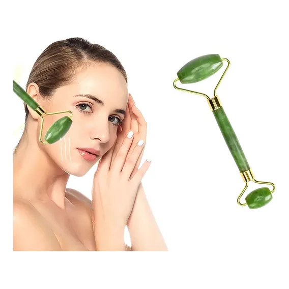 Rolinho Massageador Pedra Jade Natural Rejuvenecedor Facial Foto 1