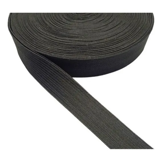 Rolo 10 Mts Elástico Chato 40 Mm P Confecção Costura Preto Foto 1