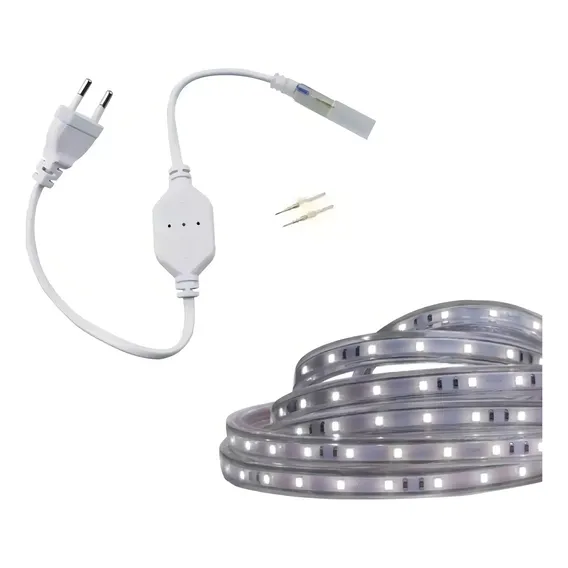 Rolo 25m Fita Mangueira De Led 2835 Branco Ip65 Fonte 110v Foto 1