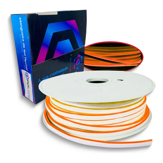 Rolo 50 Metros Mangueira De Led 120d 8mm Laranja 6x12 Foto 1