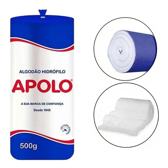 Rolo Algodão Apolo Hidrófilo - 500g Foto 1