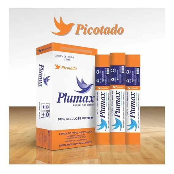 Rolo De Lençol Hospitalar Plumax Picotado 70cm Foto 1