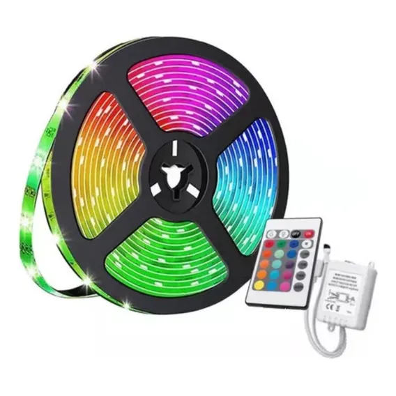 Rolo Fita Led 5mts 12v Ip65 5050 Rgb Colorida A Prova Dagua 110v/220v Foto 1