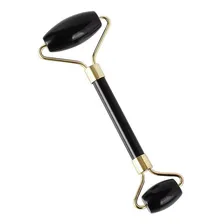 Rolo Massagem Facial Pedra De Obsidiana Jade Anti Rugas Cor Preta Foto mini 3