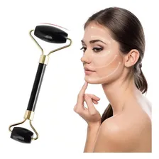Rolo Massagem Facial Pedra De Obsidiana Jade Anti Rugas Cor Preta Foto mini 1