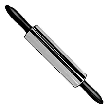 Rolo Para Preparar Massas Em Inox Com Cabo Plástico 37x5cm Cor Preto/inox Foto  mini 1