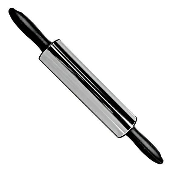 Rolo Para Preparar Massas Em Inox Com Cabo Plástico 37x5cm Cor Preto/inox Foto 1