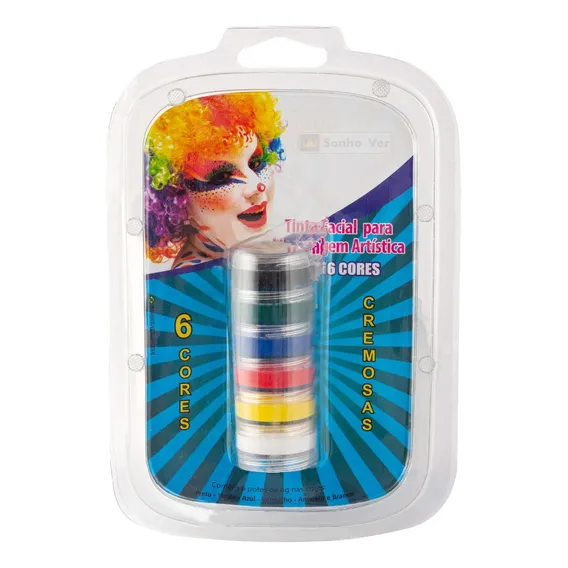 Rostinho Pintado Tinta Rosto C/6 Cores Kit Godê 4g Cada Foto 1