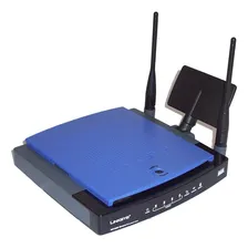 Roteador 3 Antenas 2,4ghz Linksys Wrt300n Com Cor Preto/azul Foto mini 1