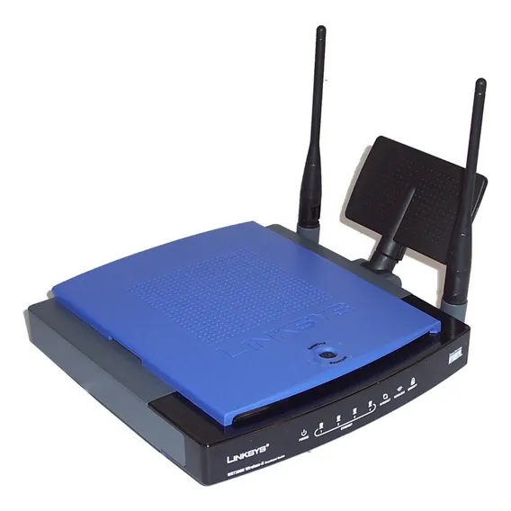 Roteador 3 Antenas 2,4ghz Linksys Wrt300n Com Cor Preto/azul Foto 1