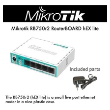 Roteador MikroTik RouterBOARD hEX Lite RB750R2 5 Portas Fast Ethernet 10/100mbps CPU 850 MHz 64MB Ram 1P PoE Passivo RouterOS Cor branco e azul-turquesa Bivolt 100V/240V Foto mini 4
