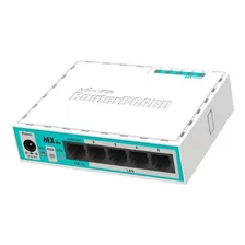 Roteador MikroTik RouterBOARD hEX Lite RB750R2 5 Portas Fast Ethernet 10/100mbps CPU 850 MHz 64MB Ram 1P PoE Passivo RouterOS Cor branco e azul-turquesa Bivolt 100V/240V Foto mini 3