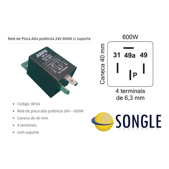 Rp24s Relé De Pisca 24v 600w Foto 1