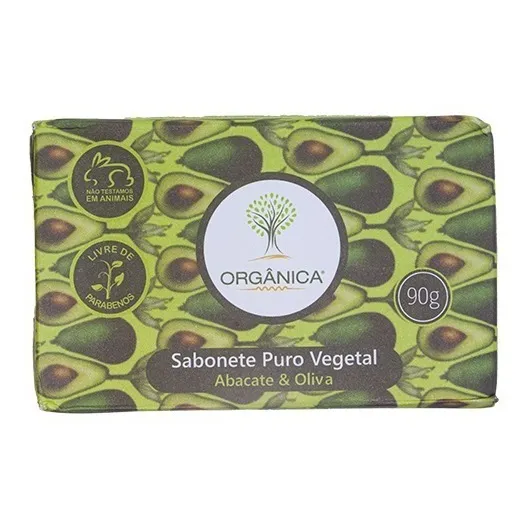 Sabonete Barra Puro Vegetal Abacate & Oliva Orgânica Envoltório 90g Foto 1