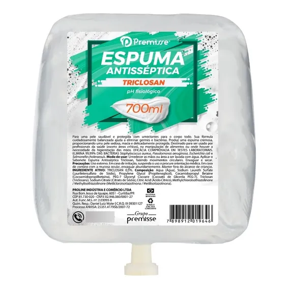Sabonete Espuma Antisséptico Triclosan Refil 700ml Premisse Foto 1