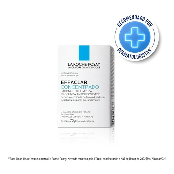 Sabonete Facial Effaclar Concentrado Para Pele Oleosa E Acneica Em Barra 70g La Roche-Posay Foto 1